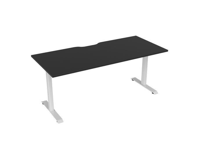 Knight's Haven 1800mm x 800mm Fixed Height Single Sided Desk, White Frame, Scallop Top, Choice of Worktop Colours