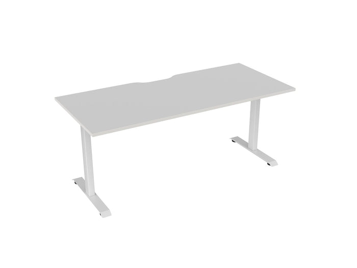 Knight's Haven 1800mm x 800mm Fixed Height Single Sided Desk, White Frame, Scallop Top, Choice of Worktop Colours