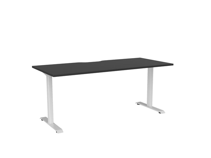 Knight's Haven 1800mm x 800mm Fixed Height Single Sided Desk, White Frame, Scallop Top, Choice of Worktop Colours Black KG_HVFSSD188SWBL