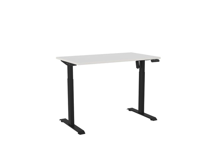 Knight's Haven Boost 1200mm x 700mm Electric Height Adjustable Single Sided Desk, Black Powdercoat Frame, White Top KG_HVBE2SSD127BW