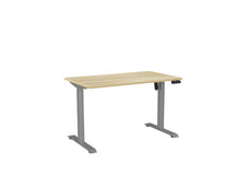 Knight's Haven Boost 1200mm x 700mm Electric Height Adjustable Single Sided Desk, Silver Powdercoat Frame, Atlantic Oak Top KG_HVBE2SSD127SAO