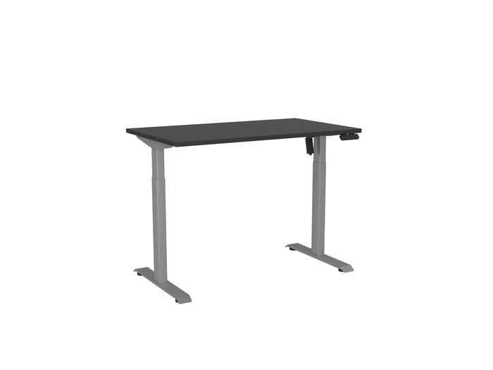Knight's Haven Boost 1200mm x 700mm Electric Height Adjustable Single Sided Desk, Silver Powdercoat Frame, Black Top KG_HVBE2SSD127SBL