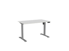 Knight's Haven Boost 1200mm x 700mm Electric Height Adjustable Single Sided Desk, Silver Powdercoat Frame, White Top KG_HVBE2SSD127SW