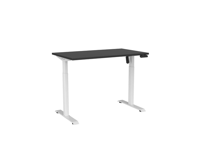 Knight's Haven Boost 1200mm x 700mm Electric Height Adjustable Single Sided Desk, White Powdercoat Frame, Black Top KG_HVBE2SSD127WBL