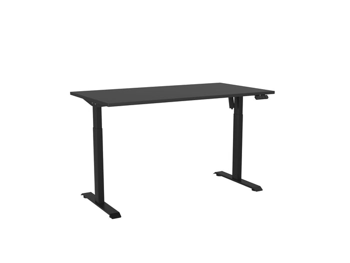 Knight's Haven Boost 1500mm x 800mm Electric Height Adjustable Single Sided Desk, Black Powdercoat Frame, Black Top KG_HVBE2SSD158BBL