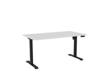 Knight's Haven Boost 1500mm x 800mm Electric Height Adjustable Single Sided Desk, Black Powdercoat Frame, White Top KG_HVBE2SSD158BW