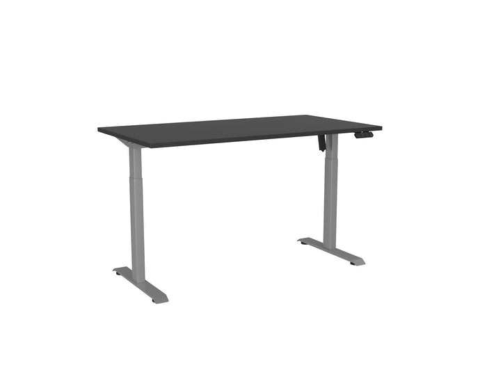 Knight's Haven Boost 1500mm x 800mm Electric Height Adjustable Single Sided Desk, Silver Powdercoat Frame, Black Top KG_HVBE2SSD158SBL