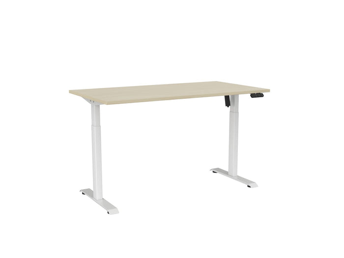 Knight's Haven Boost 1500mm x 800mm Electric Height Adjustable Single Sided Desk, White Powdercoat Frame, Nordic Maple Top KG_HVBE2SSD158WNM