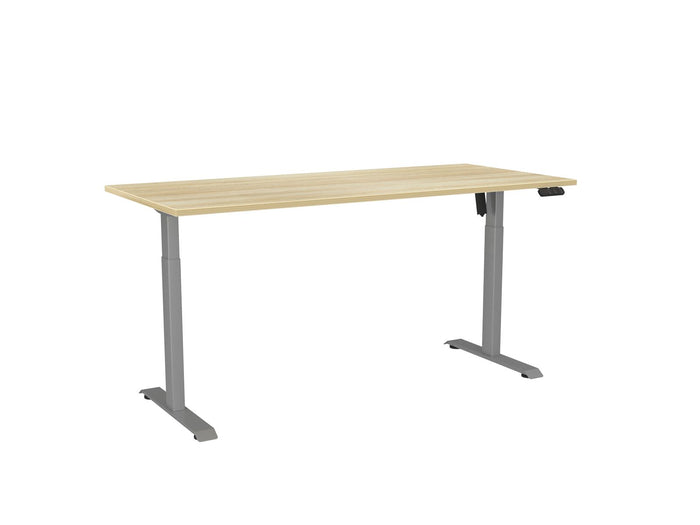 Knight's Haven Boost 1800mm x 800mm Electric Height Adjustable Single Sided Desk, Silver Powdercoat Frame, Atlantic Oak Top KG_HVBE2SSD188SAO