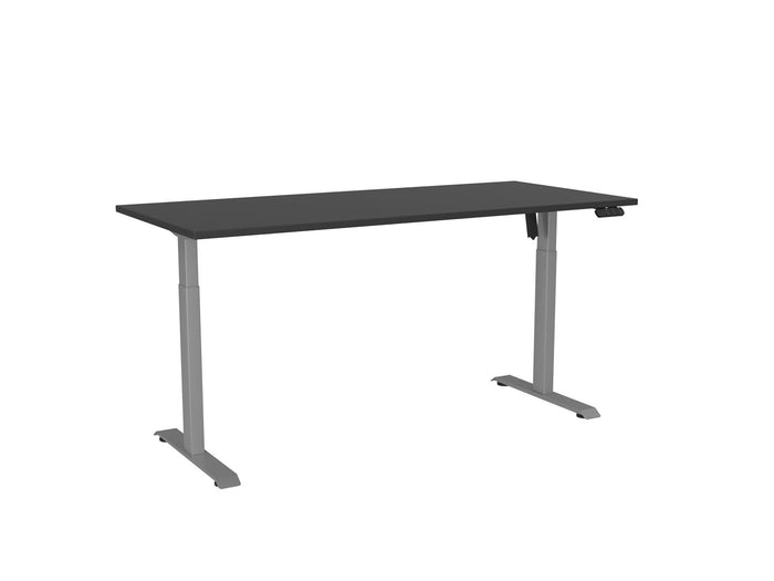 Knight's Haven Boost 1800mm x 800mm Electric Height Adjustable Single Sided Desk, Silver Powdercoat Frame, Black Top KG_HVBE2SSD188SBL