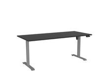 Knight's Haven Boost 1800mm x 800mm Electric Height Adjustable Single Sided Desk, Silver Powdercoat Frame, Black Top KG_HVBE2SSD188SBL