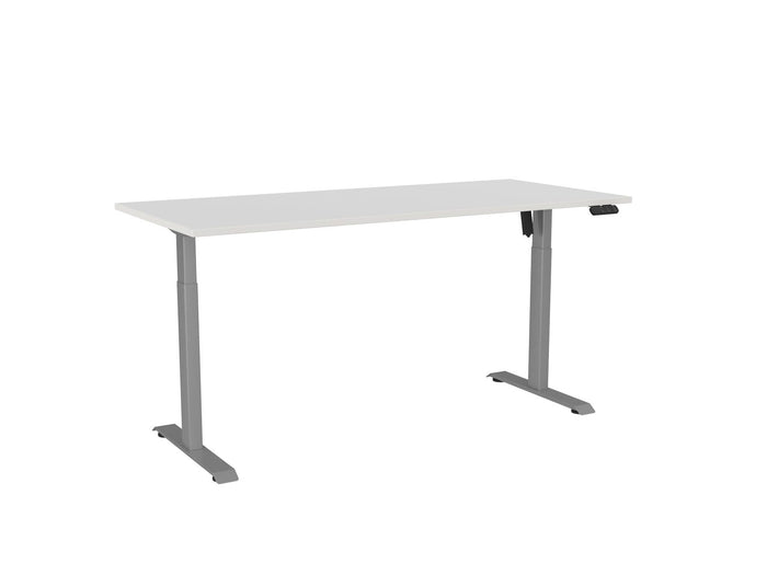 Knight's Haven Boost 1800mm x 800mm Electric Height Adjustable Single Sided Desk, Silver Powdercoat Frame, White Top KG_HVBE2SSD188SW