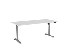 Knight's Haven Boost 1800mm x 800mm Electric Height Adjustable Single Sided Desk, Silver Powdercoat Frame, White Top KG_HVBE2SSD188SW