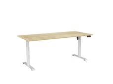 Knight's Haven Boost 1800mm x 800mm Electric Height Adjustable Single Sided Desk, White Powdercoat Frame, Atlantic Oak Top KG_HVBE2SSD188WAO