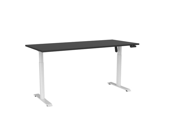 Knight's Haven Boost 1800mm x 800mm Electric Height Adjustable Single Sided Desk, White Powdercoat Frame, Black Top KG_HVBE2SSD188WBL