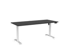 Knight's Haven Boost 1800mm x 800mm Electric Height Adjustable Single Sided Desk, White Powdercoat Frame, Black Top KG_HVBE2SSD188WBL