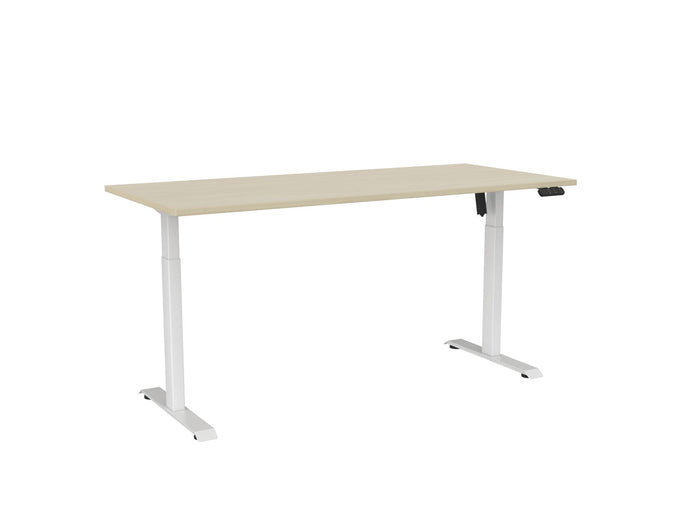 Knight's Haven Boost 1800mm x 800mm Electric Height Adjustable Single Sided Desk, White Powdercoat Frame, Nordic Oak Top KG_HVBE2SSD188WNM