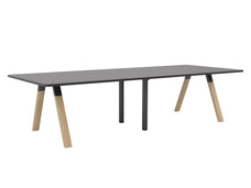Knight's Ligna Boardroom Table, 3000mm x 1200m, Black Top, Metal Centre Legs KG_LGBT3012ROBMBBL