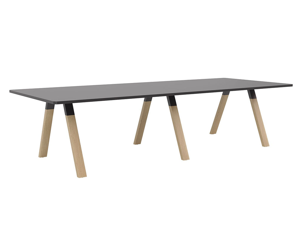 Knight's Ligna Boardroom Table, 3000mm x 1200m, Black Top, Oak Legs ...