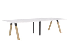 Knight's Ligna Boardroom Table, 3000mm x 1200m, White Top, Metal Centre Legs KG_LGBT3012ROBMBW