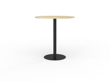 Knight's Polo Bar Leaner Table, Black Frame, 1000mm Round Atlantic Oak Top KG_POLOBL10RBAO