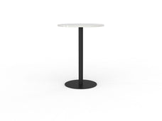 Knight's Polo Bar Leaner Table, Black Frame, 800mm Round White Top KG_POLOBL8RBW