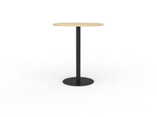 Knight's Polo Bar Leaner Table, Black Frame, 900mm Round Atlantic Oak Top KG_POLOBL9RBAO