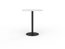 Knight's Polo Bar Leaner Table, Black Frame, 900mm Round White Top KG_POLOBL9RBW