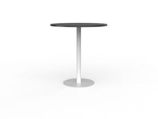 Knight's Polo Bar Leaner Table, White Frame, 1000mm Round Black Top KG_POLOBL10RWBL