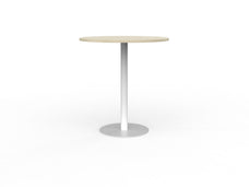 Knight's Polo Bar Leaner Table, White Frame, 1000mm Round Nordic Maple Top KG_POLOBL10RWNM