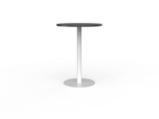 Knight's Polo Bar Leaner Table, White Frame, 800mm Round Black Top KG_POLOBL8RWBL