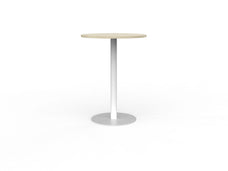 Knight's Polo Bar Leaner Table, White Frame, 800mm Round Nordic Maple Top KG_POLOBL8RWNM