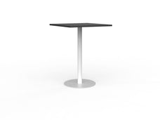Knight's Polo Bar Leaner Table, White Frame, 800mm Square Black Top KG_POLOBL8SQWBL