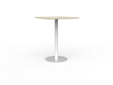 Knight's Polo Bar Leaner Table, White Frame, 800mm Square Nordic Maple Top KG_POLOBL8SQWNM
