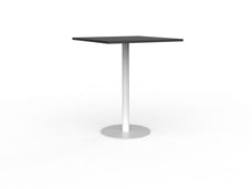 Knight's Polo Bar Leaner Table, White Frame, 900mm Square Black Top KG_POLOBL9SQWBL