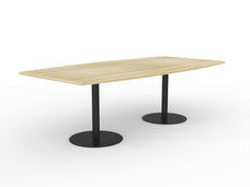 Knight's Polo Boardroom Table 2400mm x 1200mm, Boat Shape Autumn Oak Top, Black Frame KG_POLOBT2412B_B_AO