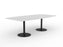 Knight's Polo Boardroom Table 2400mm x 1200mm, Boat Shape White Top, Black Frame KG_POLOBT2412B_B_W