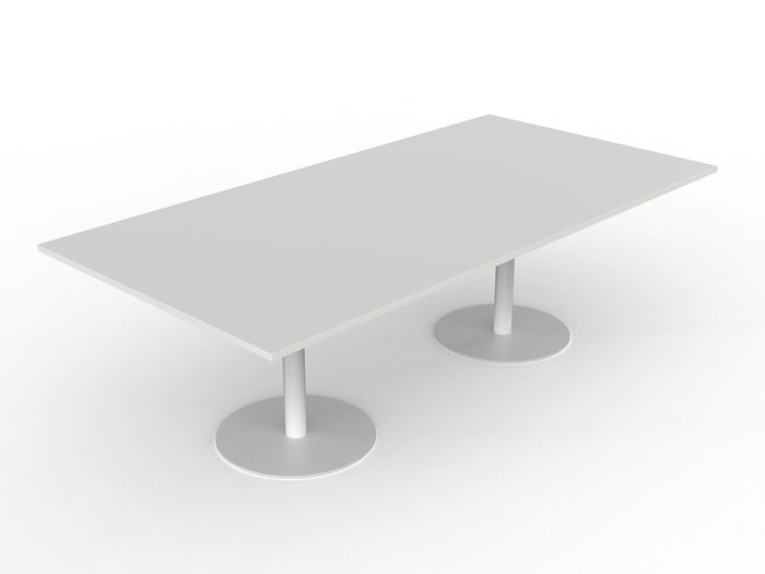 Knight's Polo Boardroom Table 2400mm x 1200mm, Rectangle Shape White Top, White Frame KG_POLOBT2412_W_W