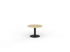Knight's Polo Coffee Table, Black Frame, 600mm Round Atlantic Oak Top KG_POLOCT6RBAO