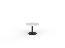 Knight's Polo Coffee Table, Black Frame, 600mm Round White Top KG_POLOCT6RBW