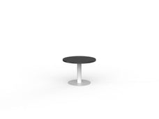 Knight's Polo Coffee Table, White Frame, 600mm Round Black Top KG_POLOCT6RWBL