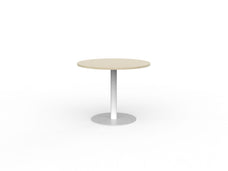 Knight's Polo Meeting Table 900mm Round, White Frame, Nordic Maple Top KG_POLO9_W_NM