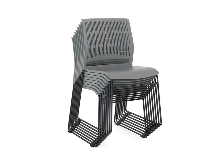 Knight's Stax Stackable Chair, Perforated Patterned Backrest, Black KG_STX_BB