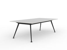 Knight's Team Boardroom Table 2400mm x 1200mm, Rectangle, Black Frame (Choice of Worktop Colours) White KG_TMBD2412_B_W