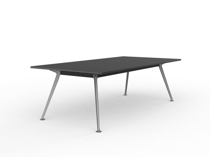 Knight's Team Boardroom Table 2400mm x 1200mm, Rectangle, Silver Frame (Choice of Worktop Colours) Black KG_TMBD2412_S_BL