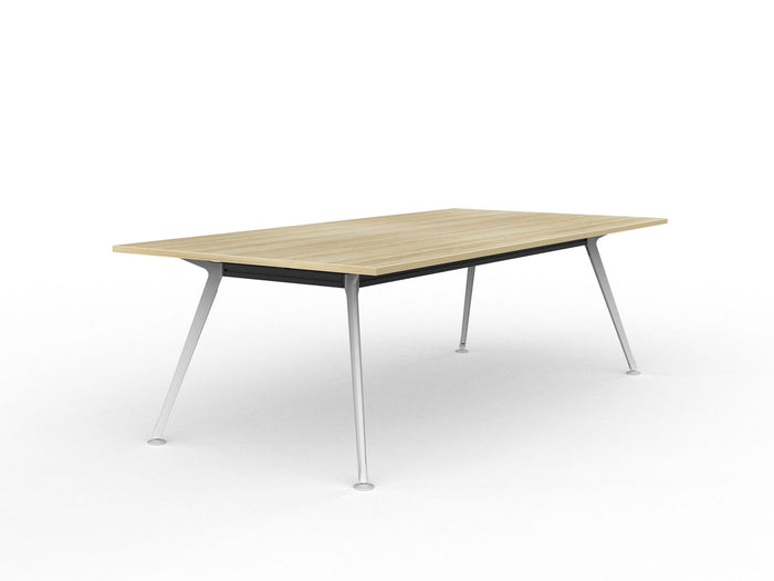 Knight's Team Boardroom Table 2400mm x 1200mm, Rectangle, White Frame (Choice of Worktop Colours) Atlantic Oak KG_TMBD2412_W_AO