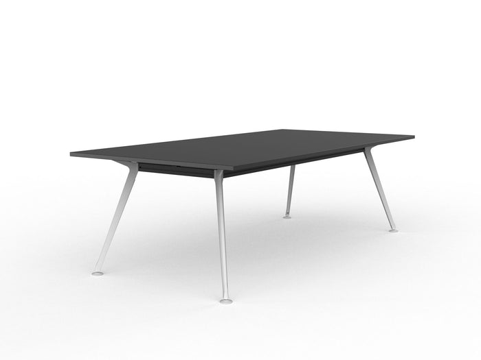 Knight's Team Boardroom Table 2400mm x 1200mm, Rectangle, White Frame (Choice of Worktop Colours) Black KG_TMBD2412_W_BL