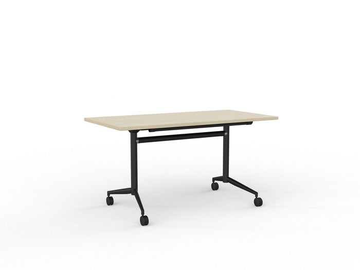 Knight's Team Flip Table 1400mm x 700mm, Rectangle, Black Frame (Choice of Worktop Colours) Nordic Maple KG_TMFLIP147B_NM
