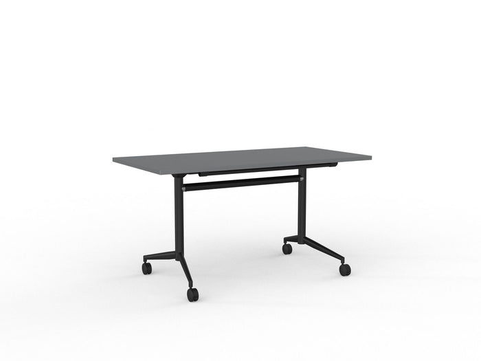 Knight's Team Flip Table 1400mm x 700mm, Rectangle, Black Frame (Choice of Worktop Colours) Silver KG_TMFLIP147B_S