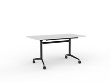 Knight's Team Flip Table 1400mm x 700mm, Rectangle, Black Frame (Choice of Worktop Colours) White KG_TMFLIP147B_W